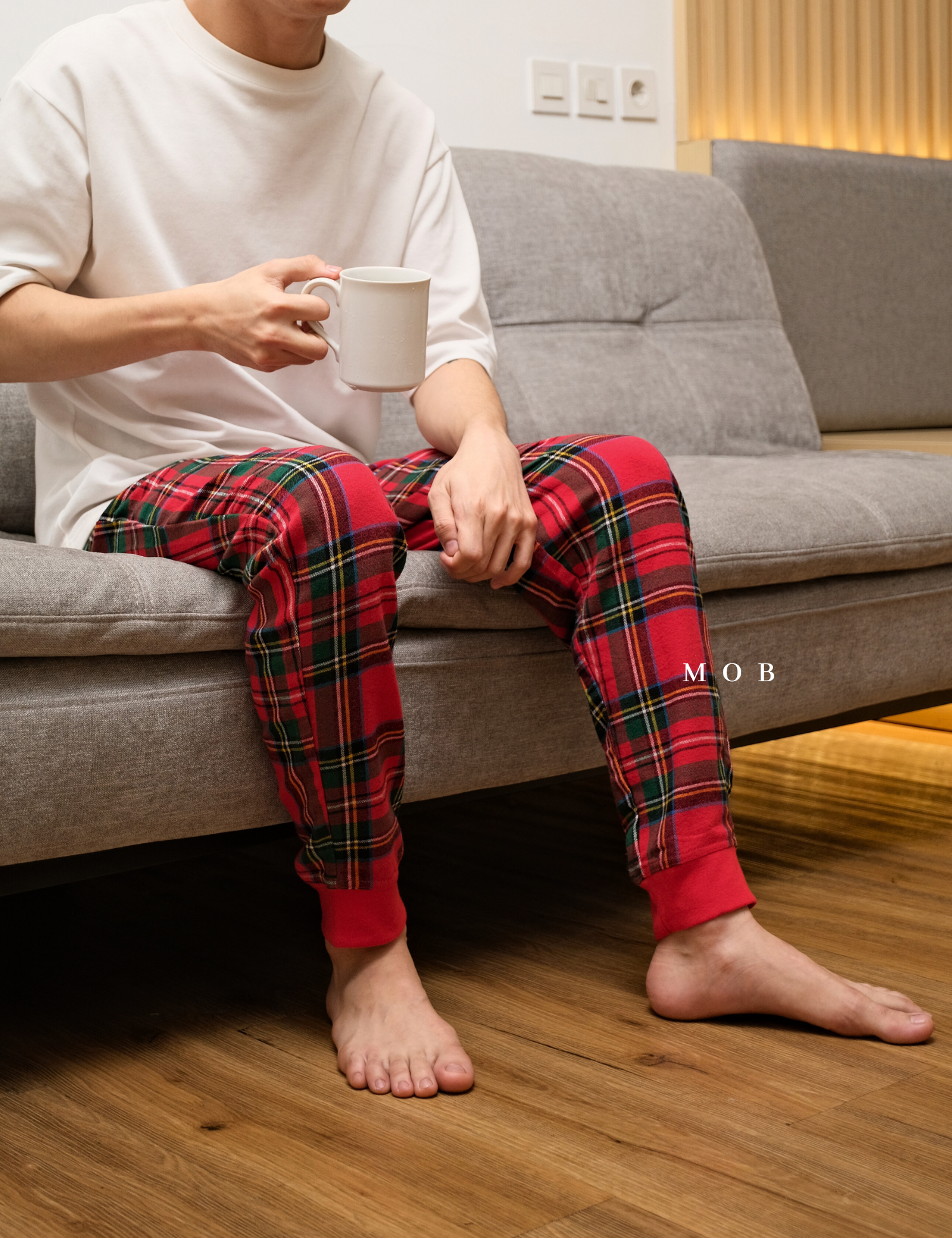 ONPJ1002A Jogger Pajama Pants Red Green Plaid 