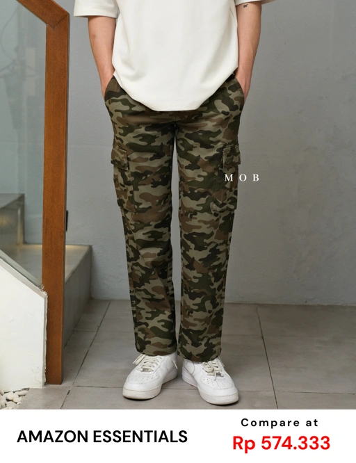 Image of AZEPT05007 Straight Fit Cargo Pants Olive Camo 