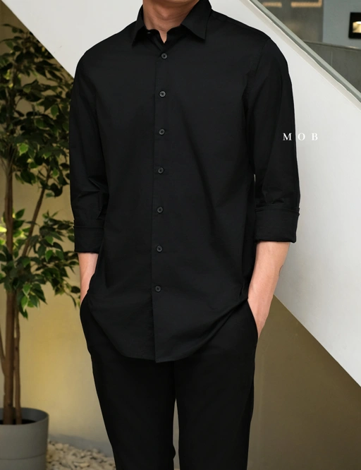 Image of EXLSS01001 MODERN Stretch 1MX LS Shirt Black