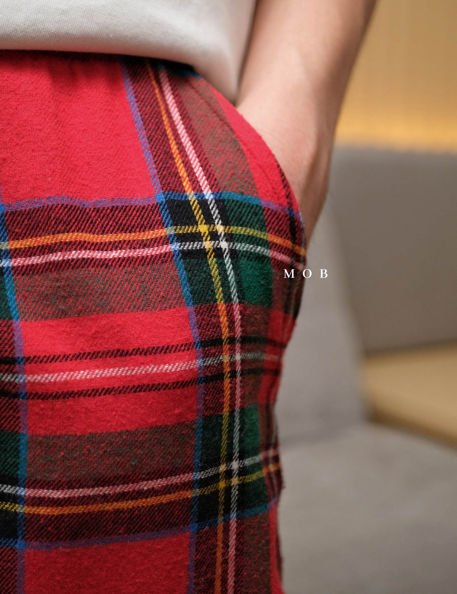 ONPJ1002A Jogger Pajama Pants Red Green Plaid 