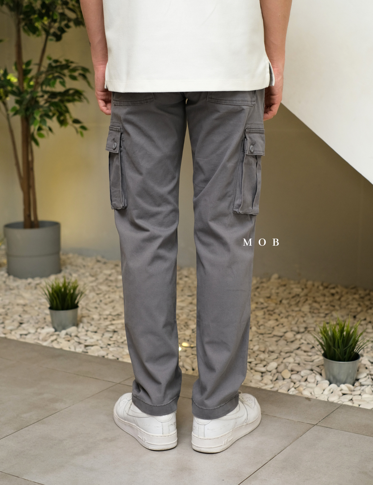 AZEPT05002 Straight Fit Cargo Pants Grey 