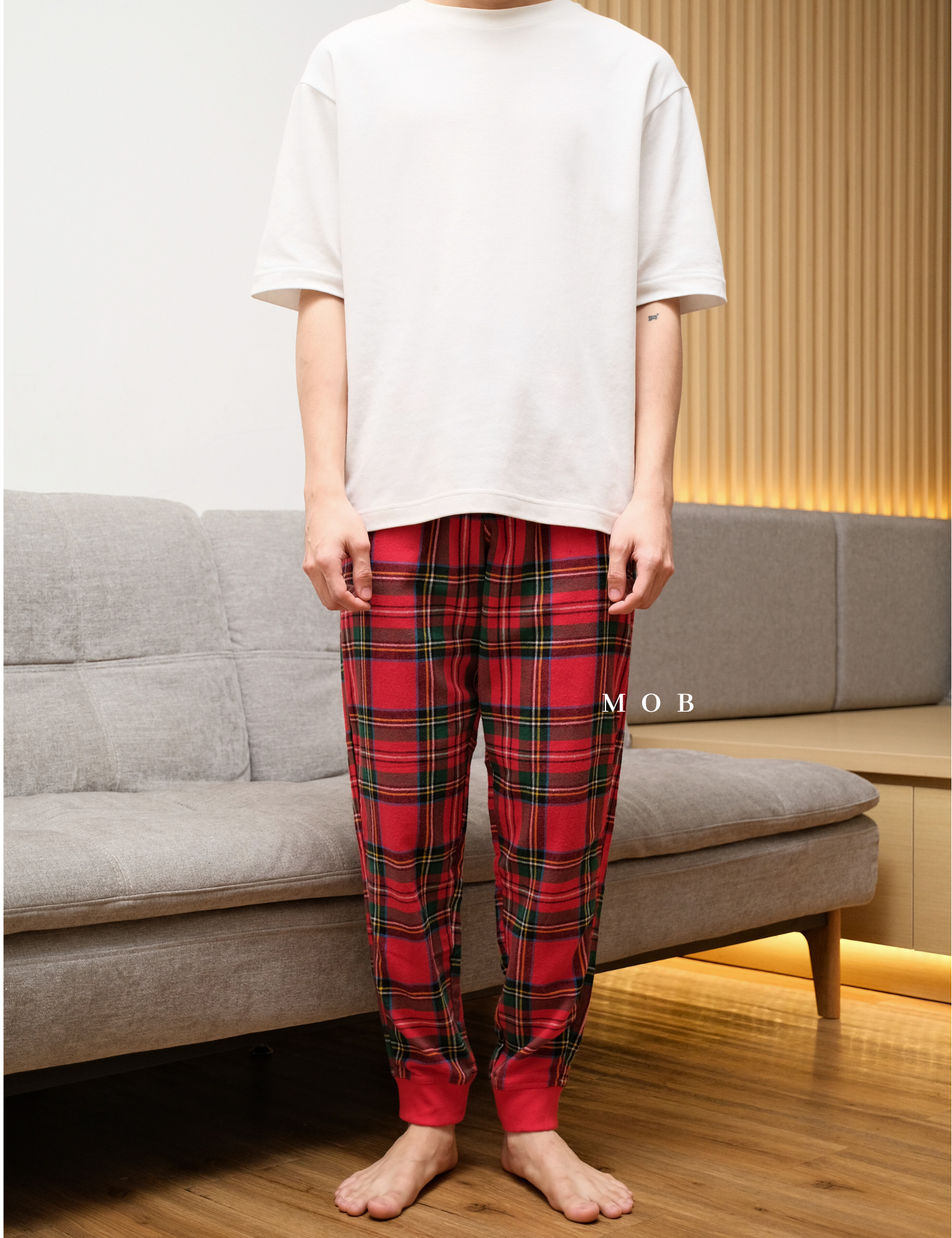 ONPJ1002A Jogger Pajama Pants Red Green Plaid 