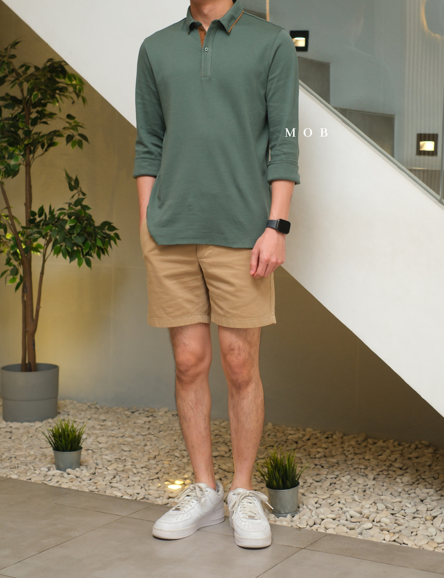 ARK01LSP021 Gentle Polo LS Shirt Sage Green