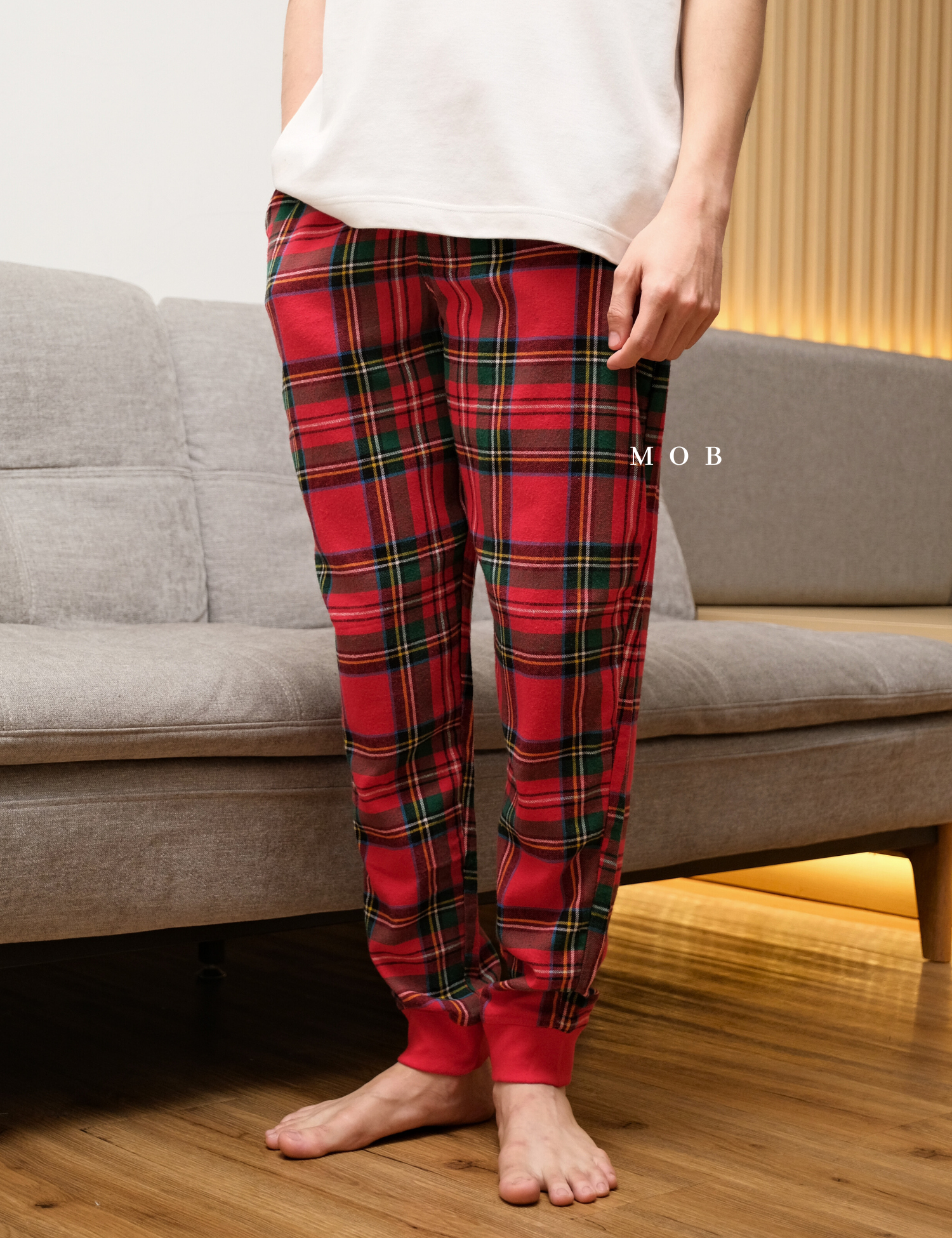 ONPJ1002A Jogger Pajama Pants Red Green Plaid 