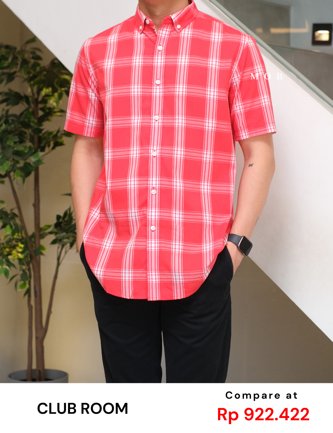 CLRSSS03024 Plaid SS Shirt Red White
