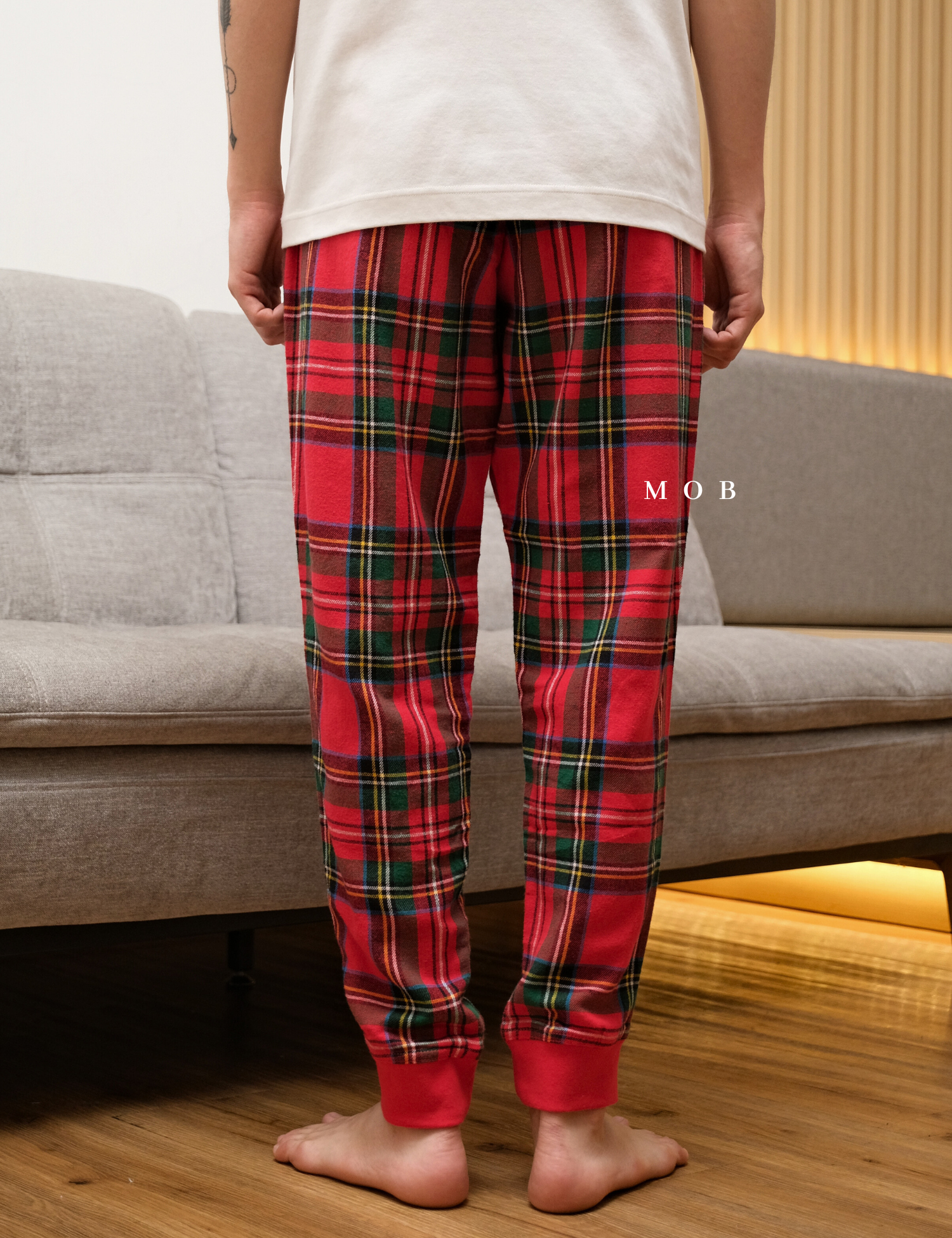 ONPJ1002A Jogger Pajama Pants Red Green Plaid 