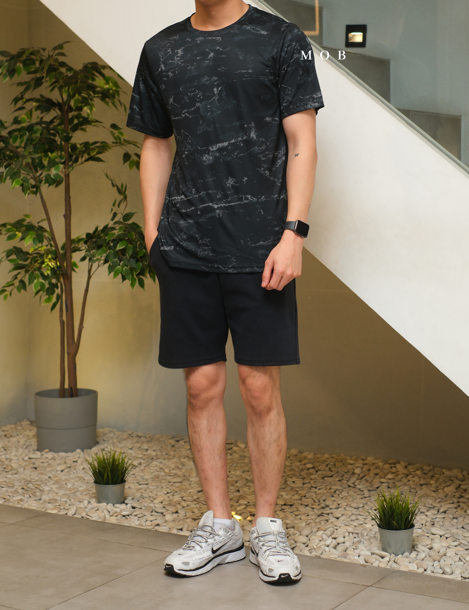 HMSST04002 DryMove SS Tee Black Marbled