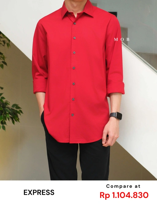 Image of EXLSS07007 FITTED Stretch 1MX LS Shirt Red