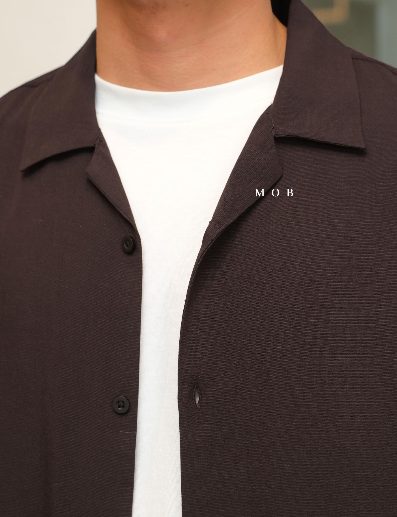 SPL01SSS002-001 Smart Open Collar SS Shirt Dark Brown