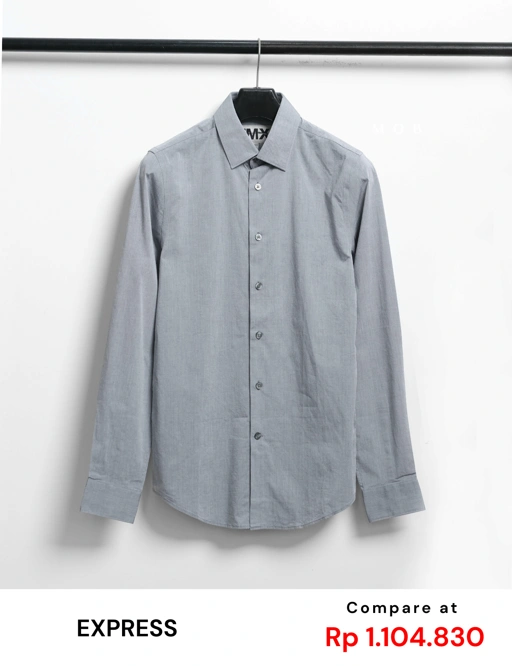 Image of EXLSS07002 FITTED Stretch 1MX LS Shirt Grey Misty (XS ONLY)