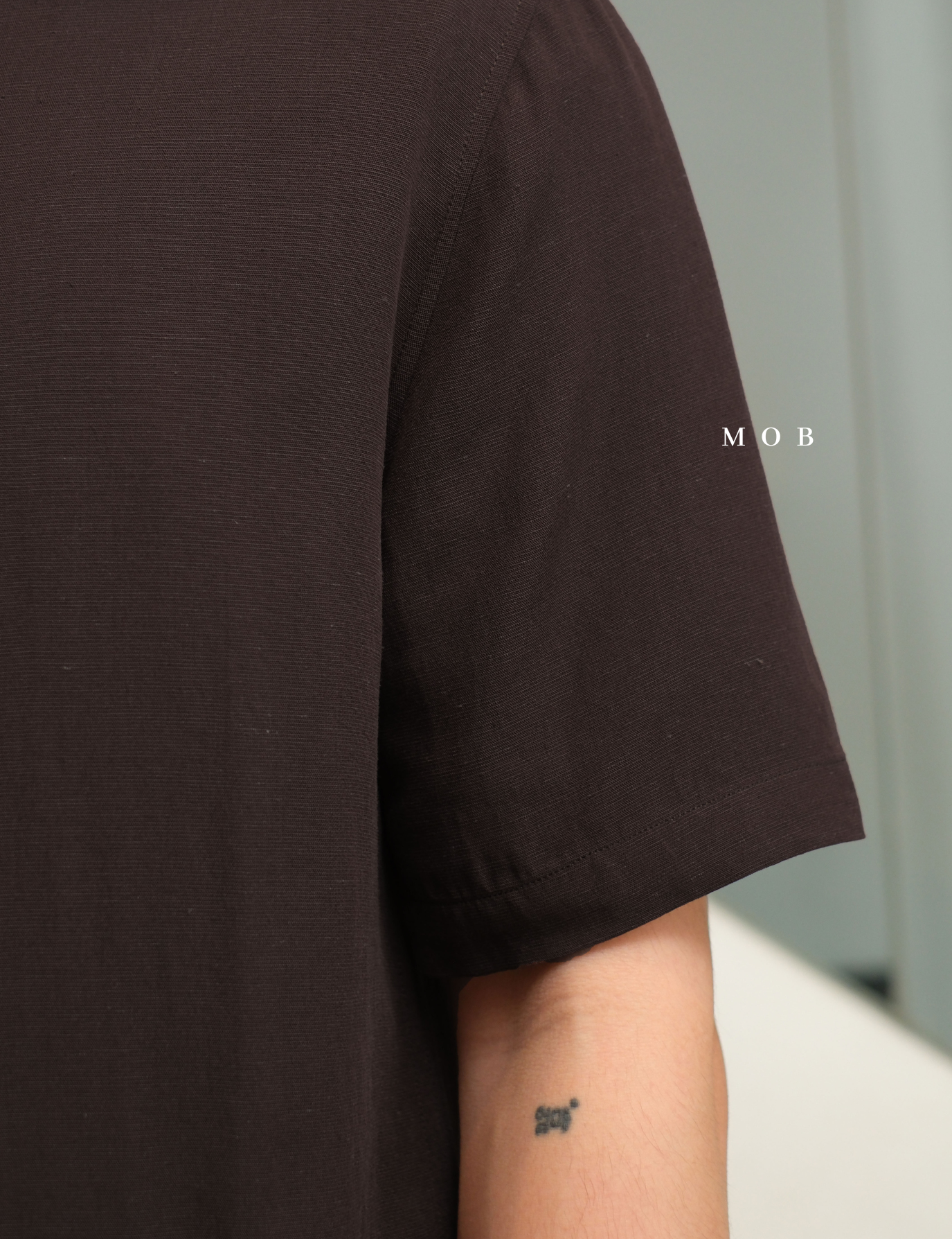 SPL01SSS002-001 Smart Open Collar SS Shirt Dark Brown