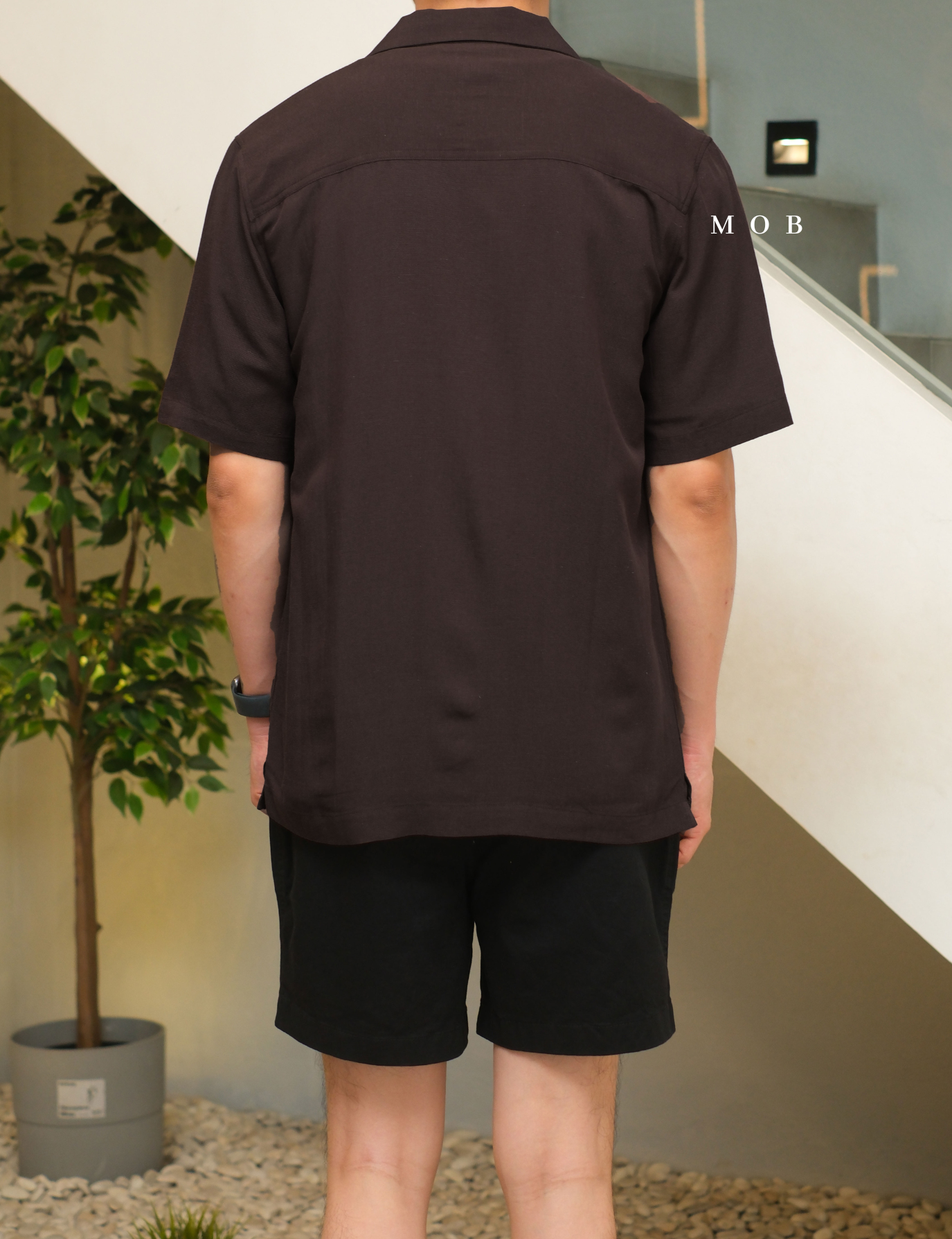 SPL01SSS002-001 Smart Open Collar SS Shirt Dark Brown
