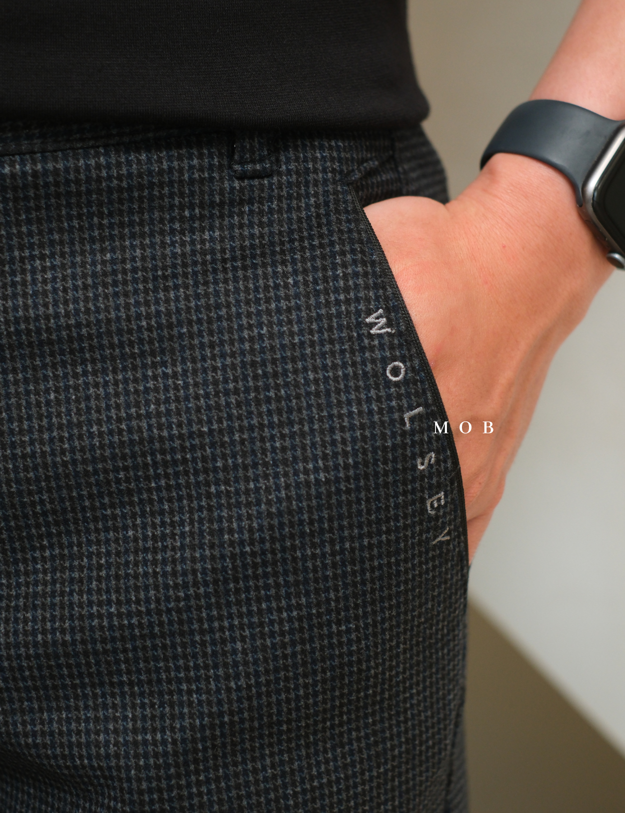 WSYPT01003 Power Basic Pants Black Herringbone