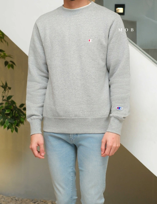 Image of CHMPSW1201D C Small Logo Sweatshirt Heather Grey