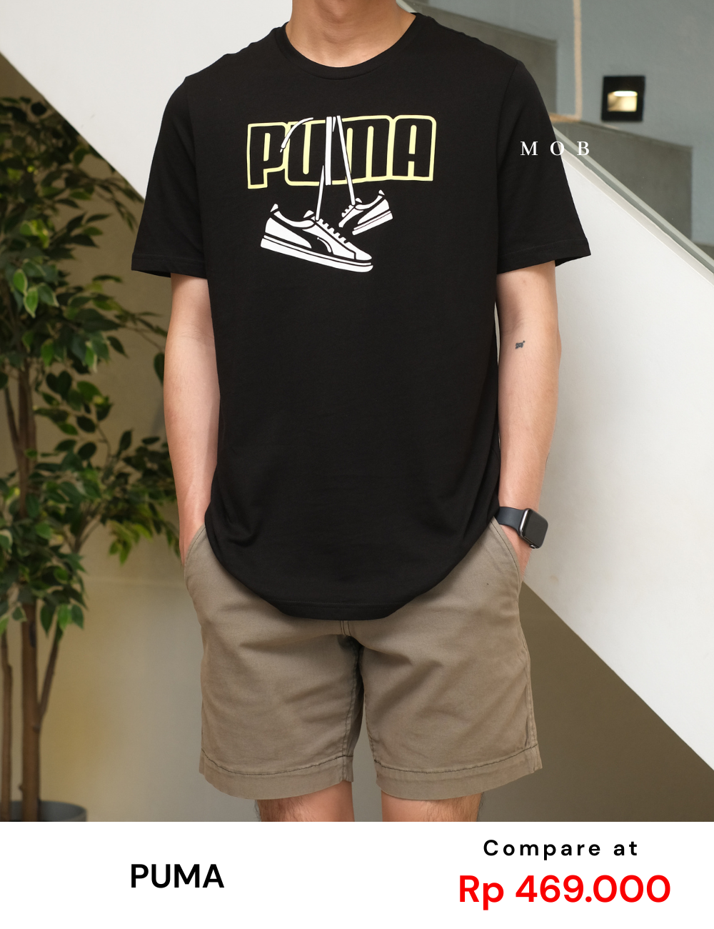 PMSST09015 Sneakers Hanging Series Logo SS Tee Black (S ONLY)