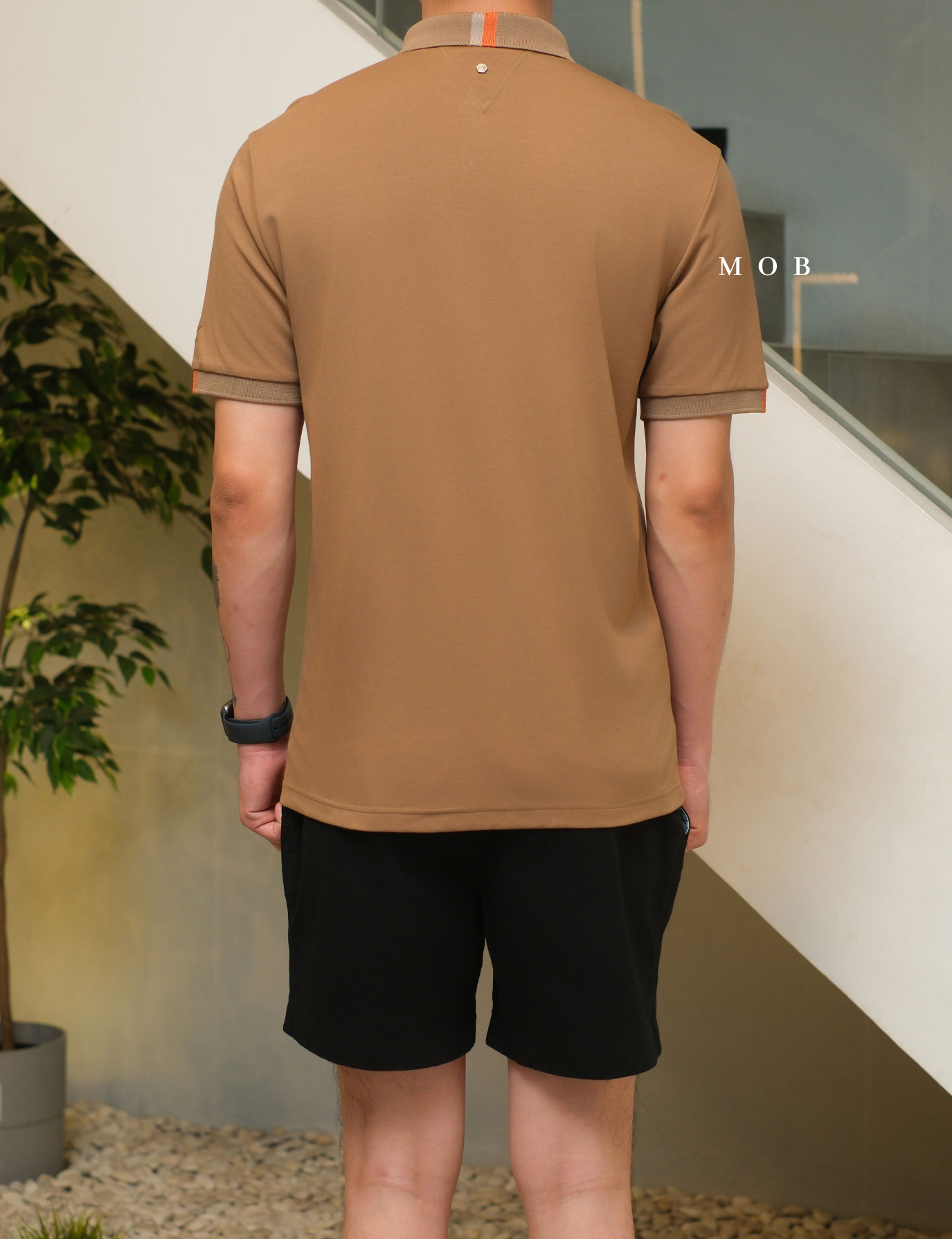 MIL01SSP001-001 Performance SS Polo Tan Brown