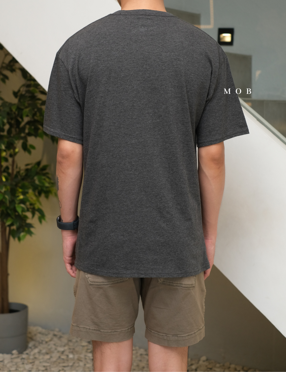 CHMPSST2002D Classic Script Logo SS Tee Asphalt Grey