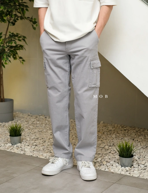 Image of AZEPT05008 Straight Fit Cargo Pants Cloud Grey 