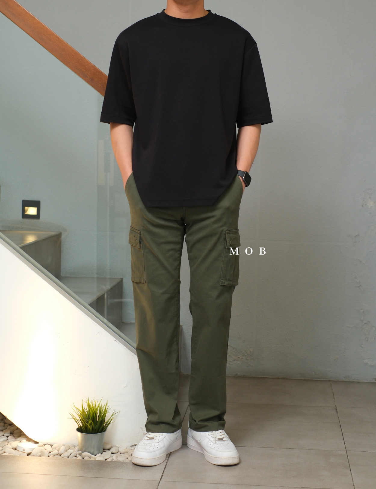 AZEPT05003 Straight Fit Cargo Pants Olive