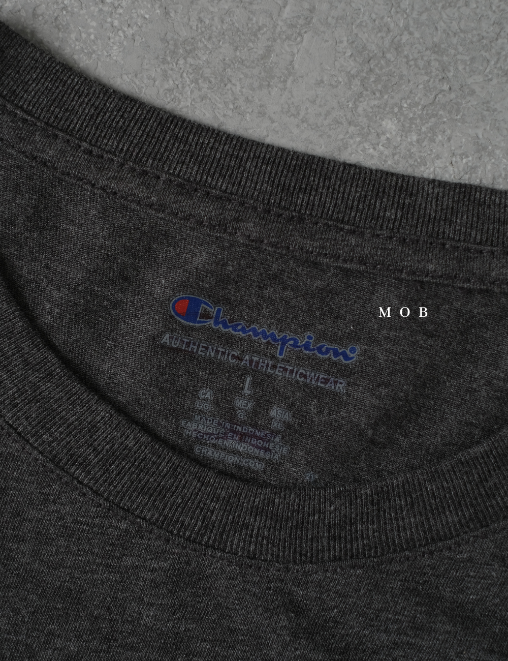 CHMPSST2002D Classic Script Logo SS Tee Asphalt Grey