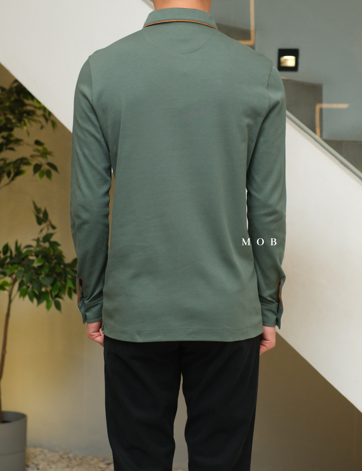 ARK01LSP021 Gentle Polo LS Shirt Sage Green