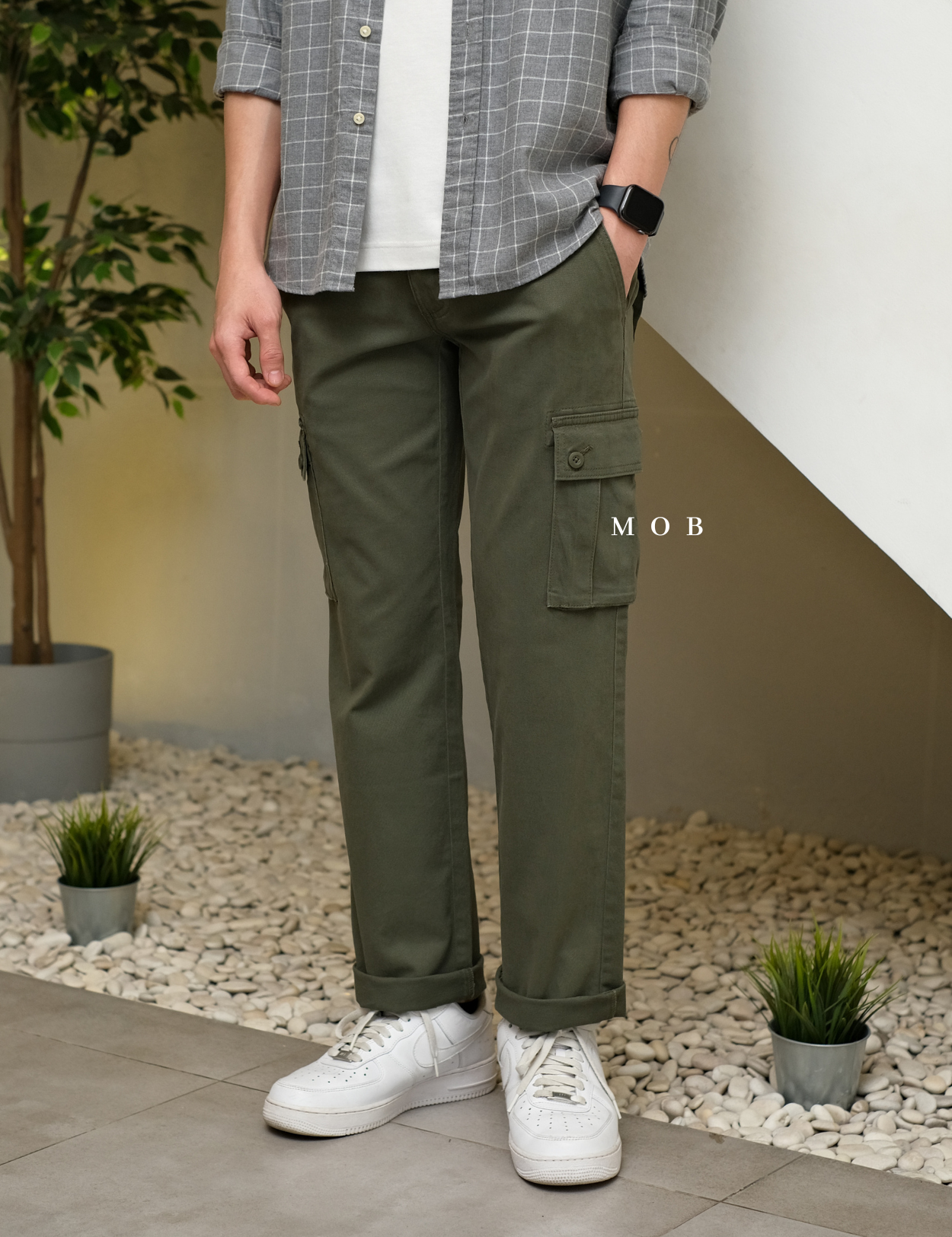 AZEPT05003 Straight Fit Cargo Pants Olive