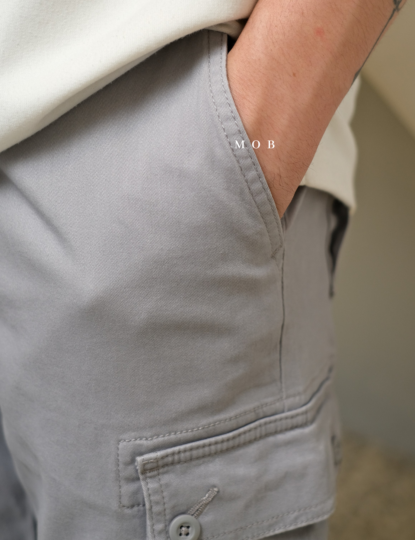 AZEPT05008 Straight Fit Cargo Pants Cloud Grey