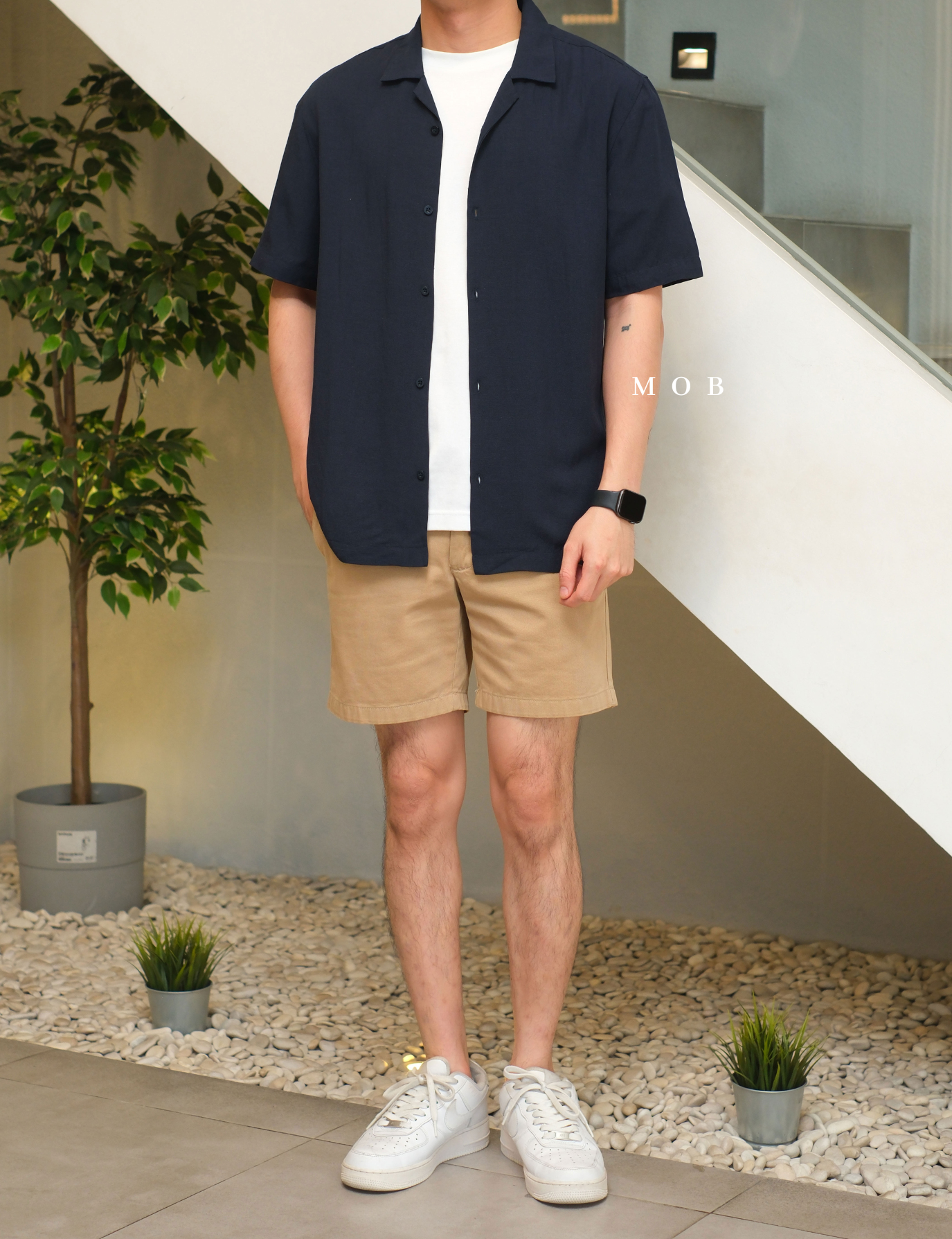 SPL01SSS002-003 Smart Open Collar SS Shirt Navy