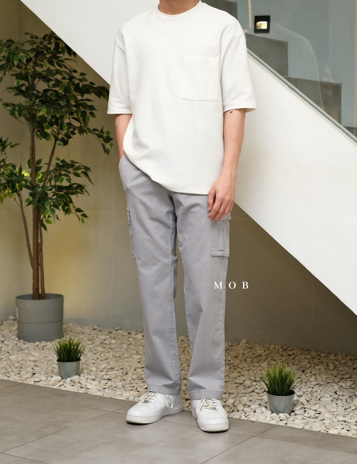AZEPT05008 Straight Fit Cargo Pants Cloud Grey
