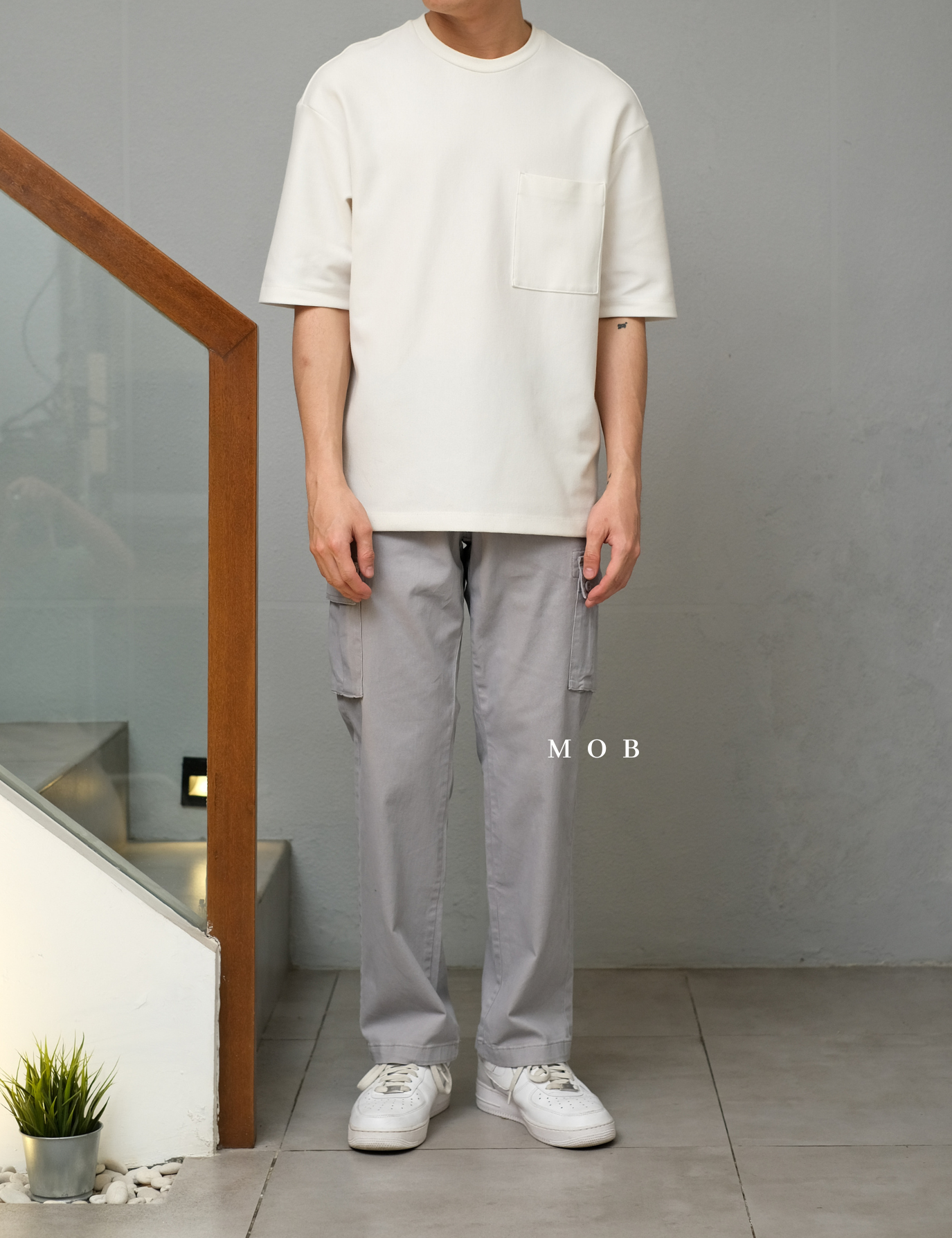 AZEPT05008 Straight Fit Cargo Pants Cloud Grey