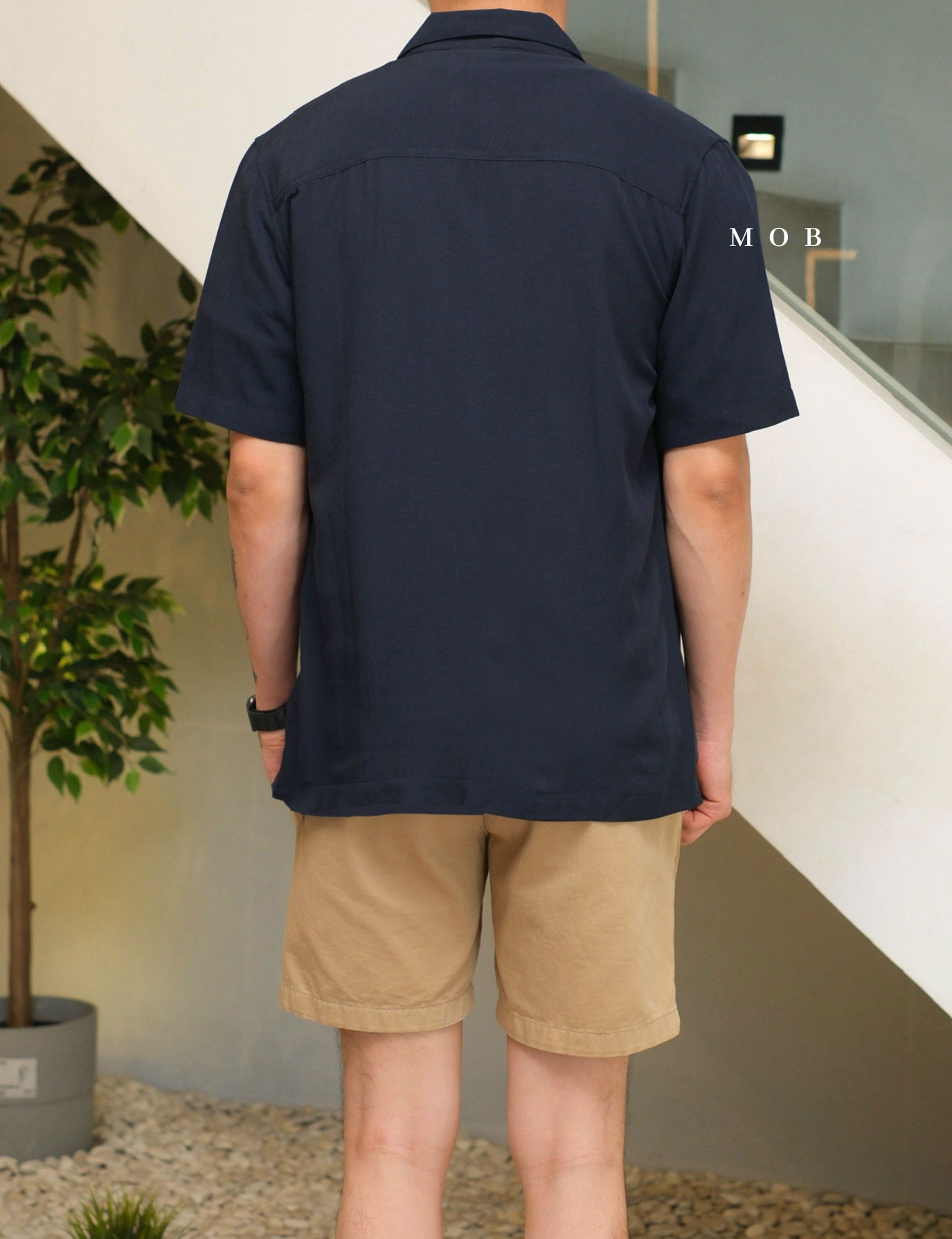 SPL01SSS002-003 Smart Open Collar SS Shirt Navy