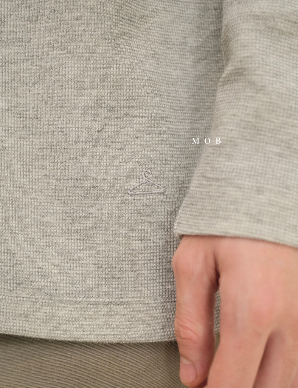 EGLST01002B Texture With Pocket LS Tee Grey