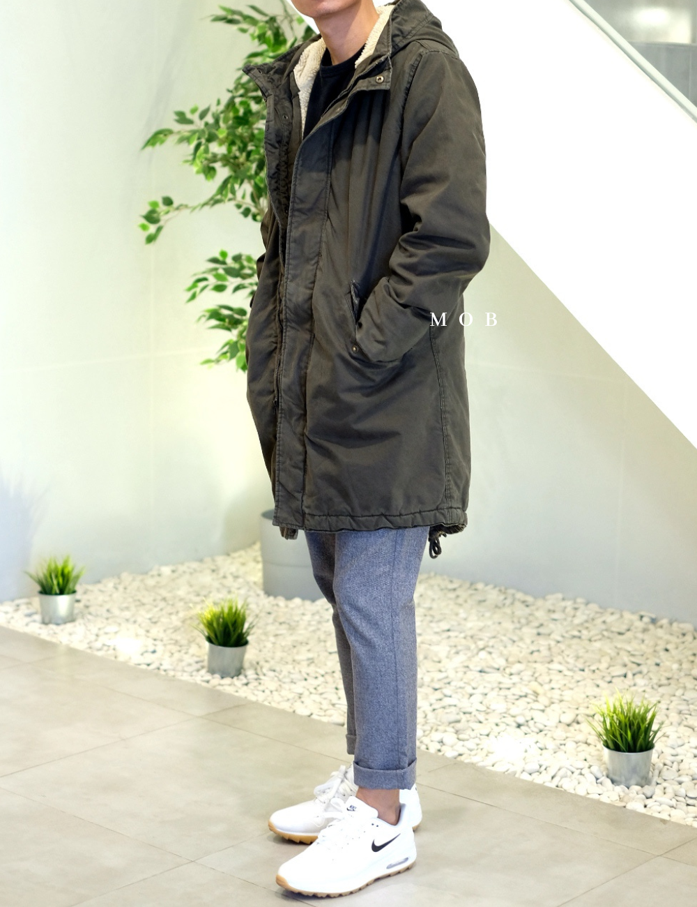 GPJ1201A Sherpa-lined Fishtail Parka Olive