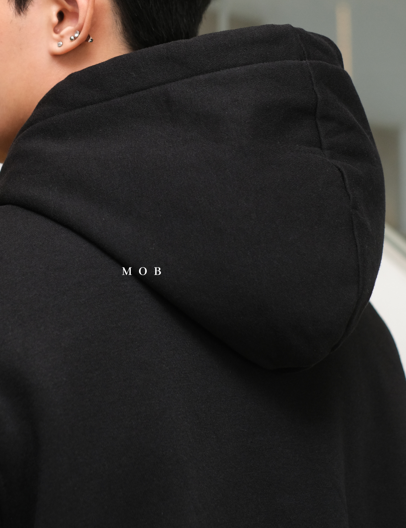 HMHOD02002A Loose Basic Pullover Hoodie Black