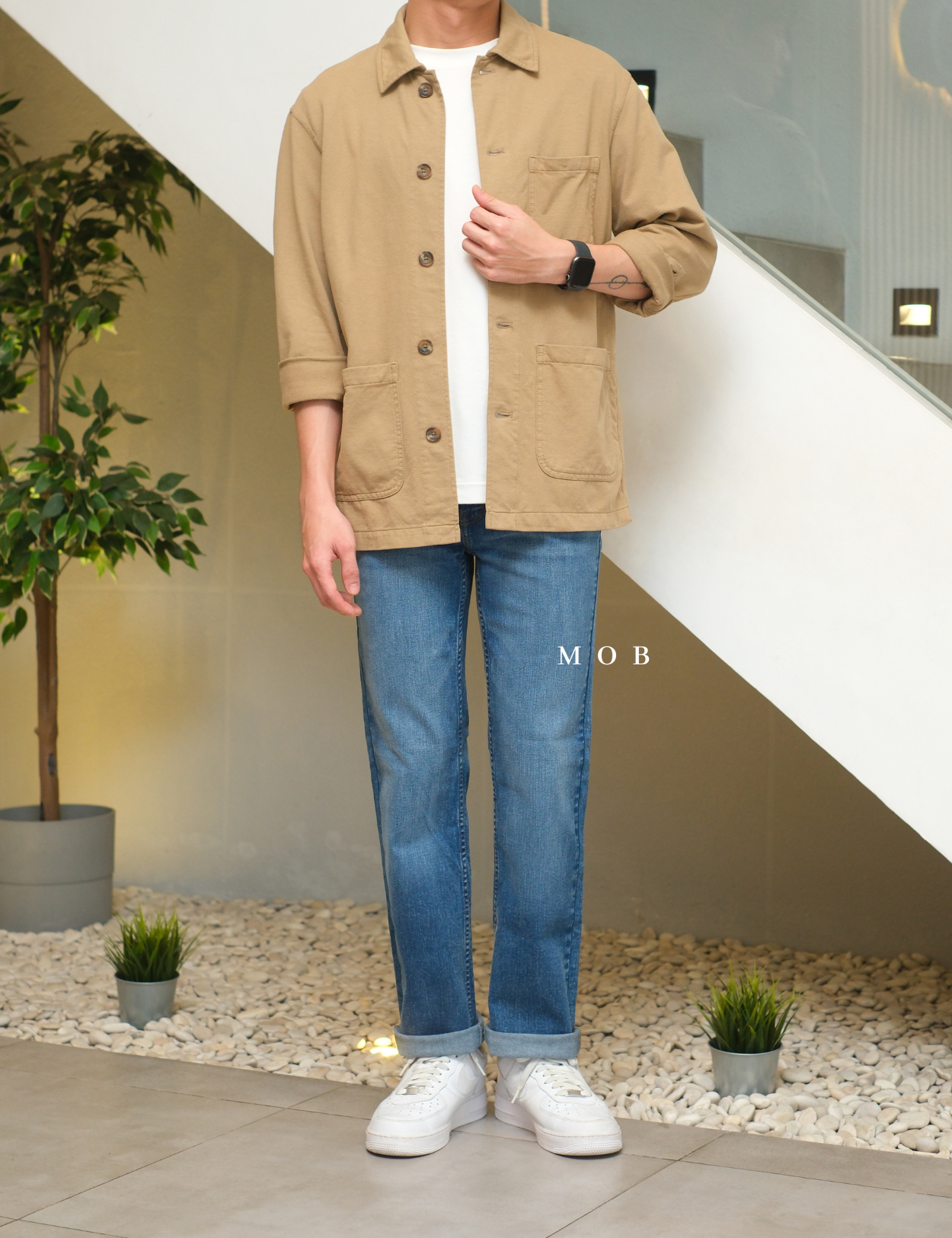 GRGPT01001 Stretch Straight Jeans Medium Blue