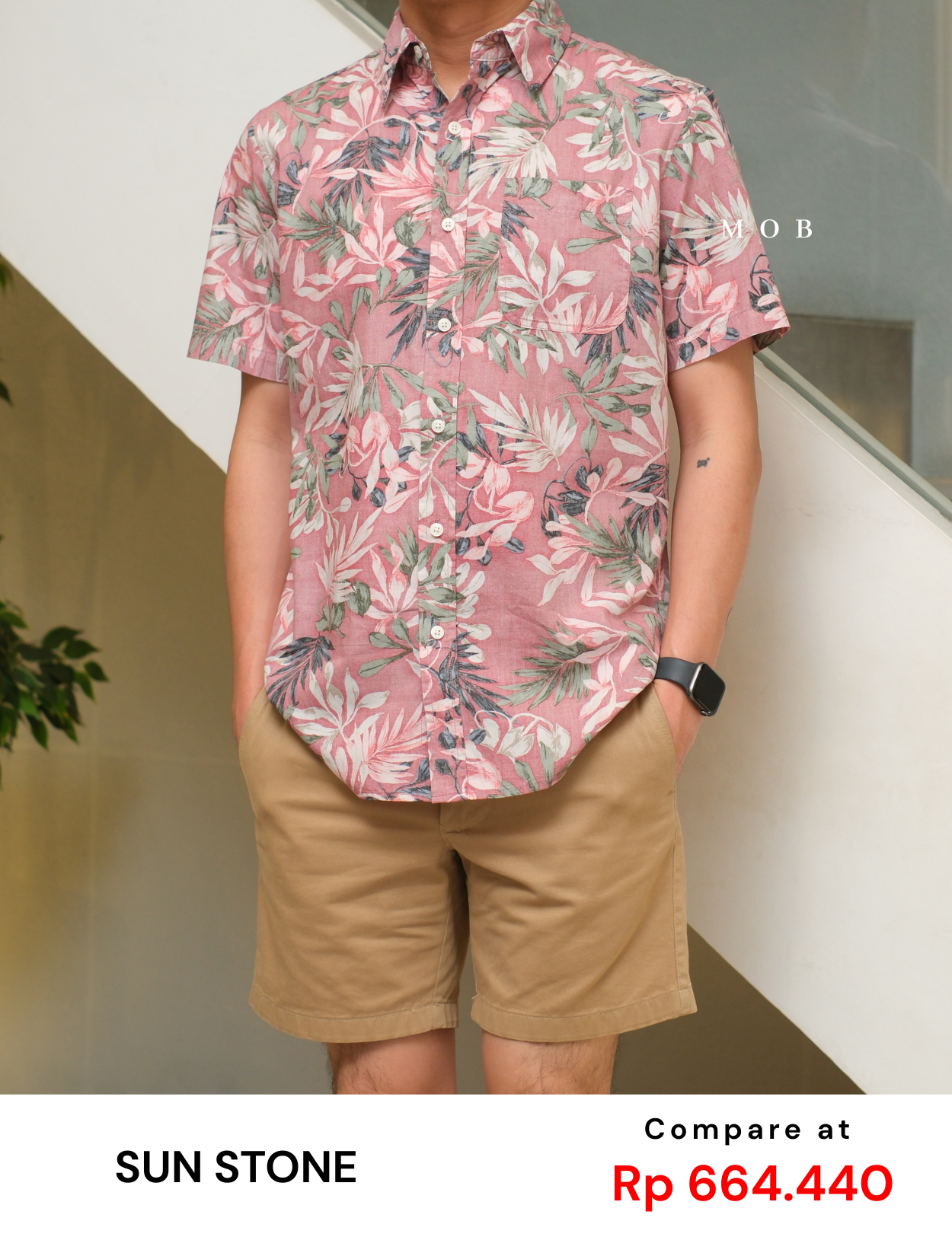 SUNSSS01002 Hans Tropical Floral SS Shirt Coral