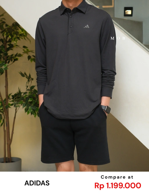 Image of ADDSPS02001B 3-Stripes Logo LS Polo Dark Grey