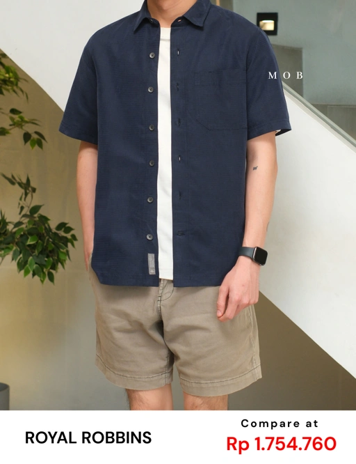 Image of RRBSSS01001B Desert Pucker Dry SS Shirt Navy