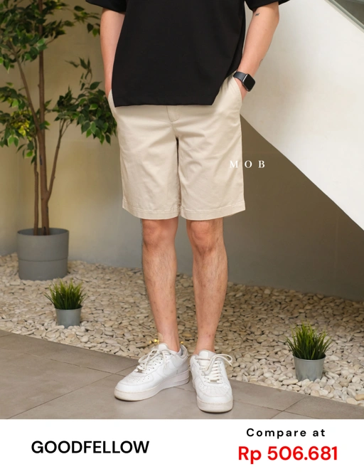 Image of GFSR01001B Flat Front Shorts Beige (Inseam 9)