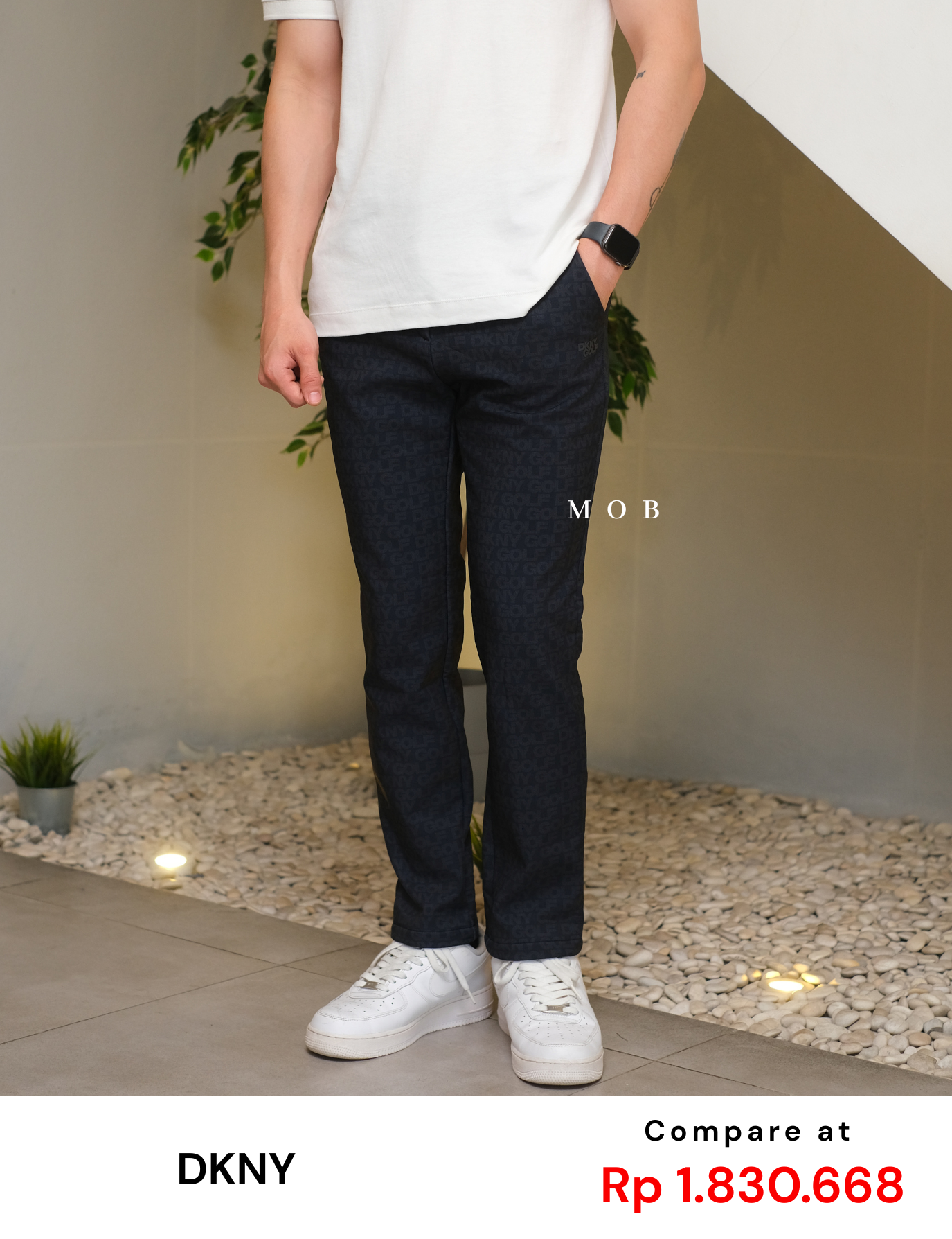 DKNYPT01002 Performance Banding Pants NAVY PATTERN