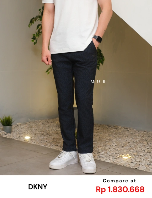 Image of DKNYPT01002 Performance Banding Pants NAVY PATTERN