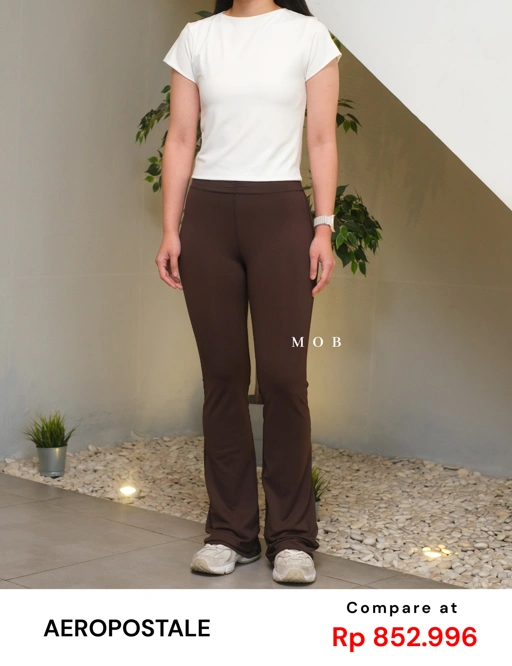 Image of ARPT1401B Buttery Soft High Rise Cinch Flare Leggings Dark Brown