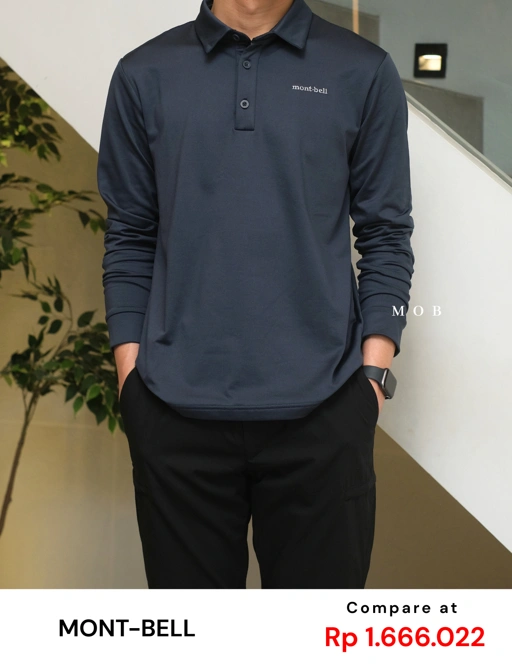 MBLPLS01002 Back Collar Logo Polo LS Asphalt Grey