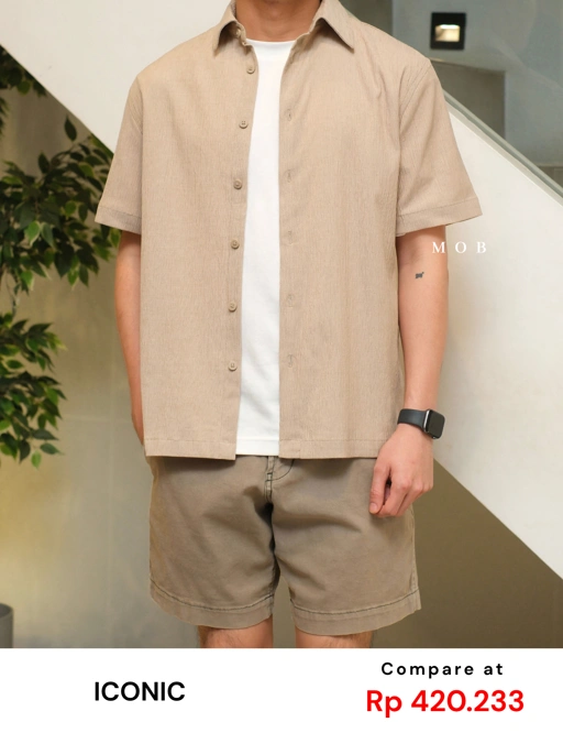ICN01SSS001-002 Crinkled SS Shirt Khaki 