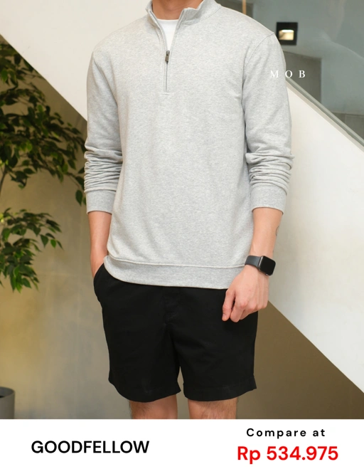 GFW01SWO001-003 1/4 Zip French Terry Sweatshirt Grey