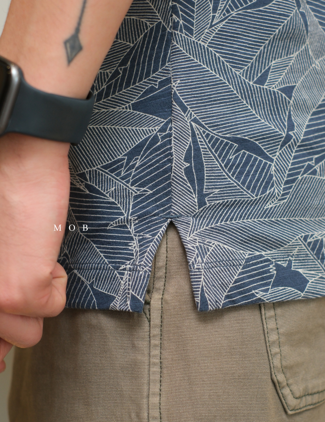GFPS05002 Basic Polo Shirt Leaf Pattern Navy Grey "SI MEWAH"