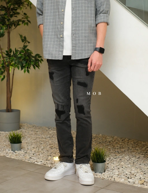 Image of ARPT09005 Skinny Ripped Jeans Black Wash