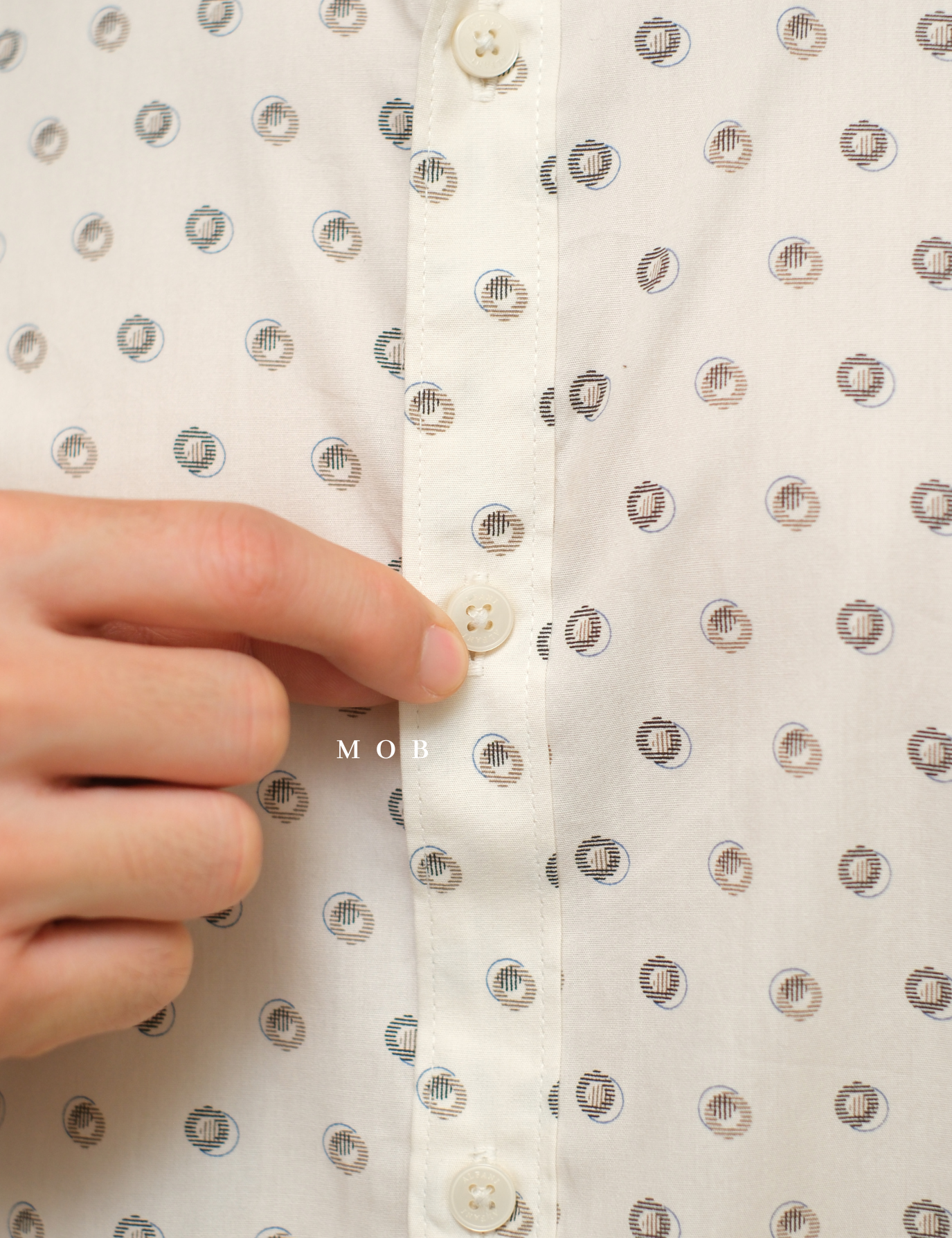 AFSSS01024 Geometric Patterned SS Shirt Light Beige