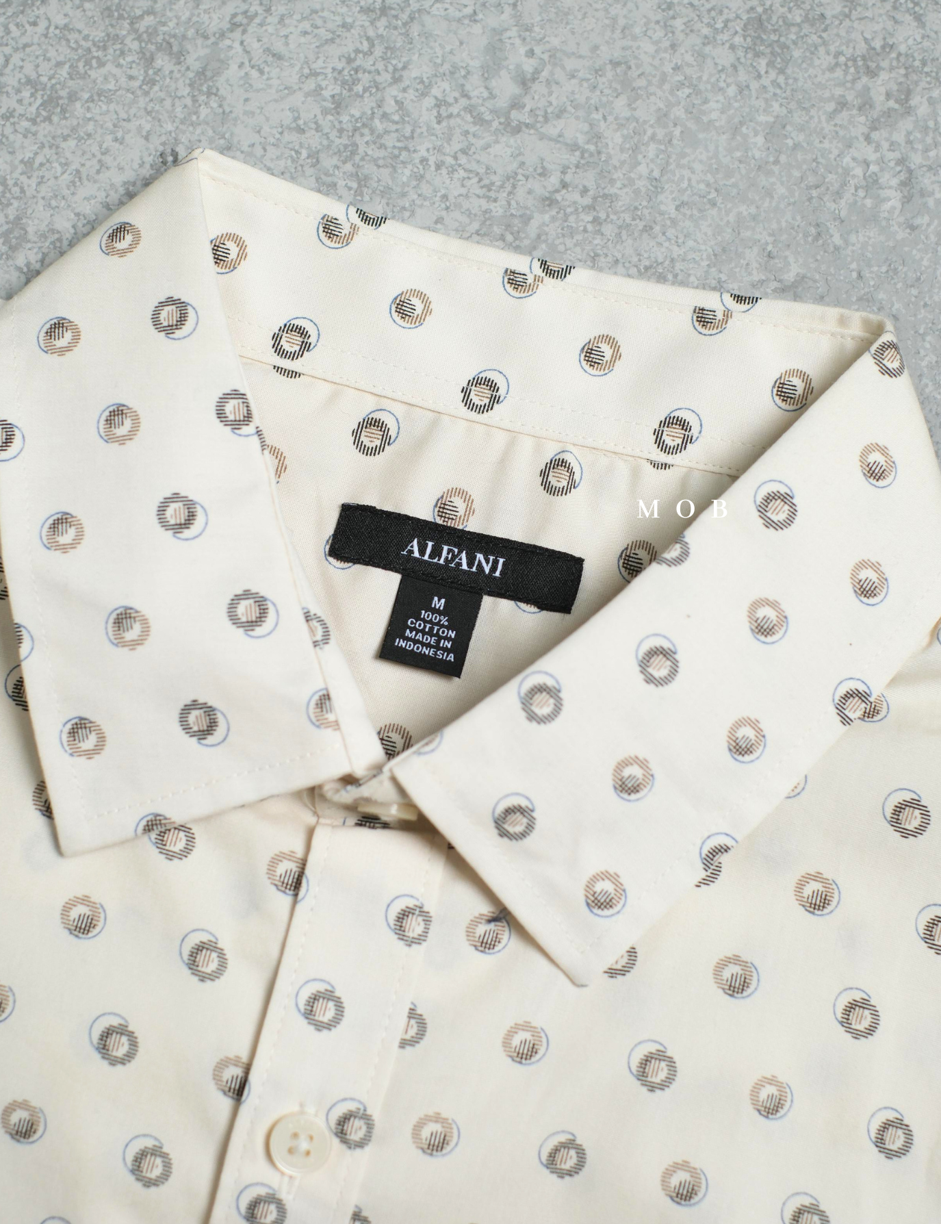 AFSSS01024 Geometric Patterned SS Shirt Light Beige