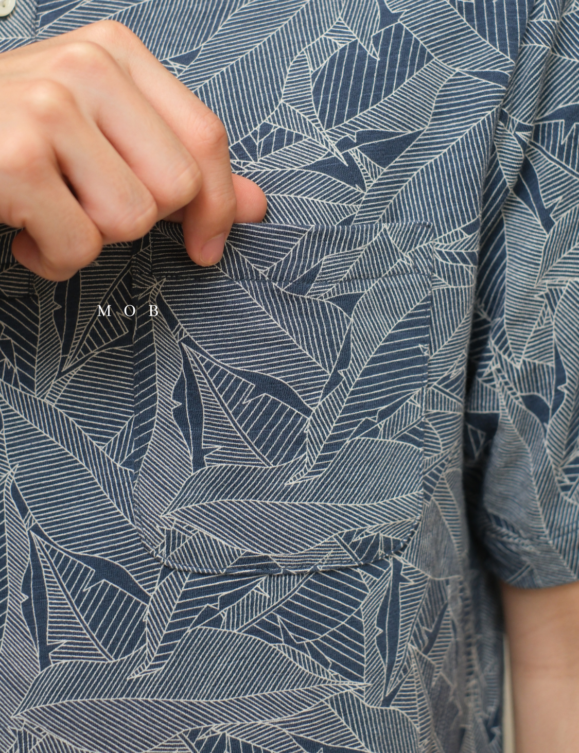 GFPS05002 Basic Polo Shirt Leaf Pattern Navy Grey "SI MEWAH"